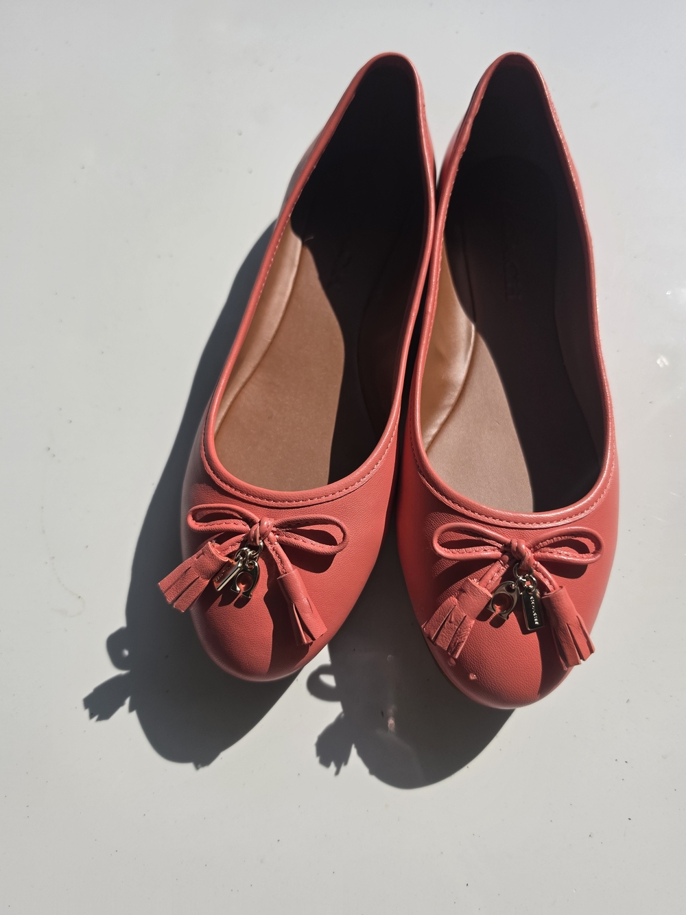 Coach Benni Coral Bow & Tassel Ballet Flats